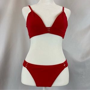 Red Lace Up Back Bikini - Like New
